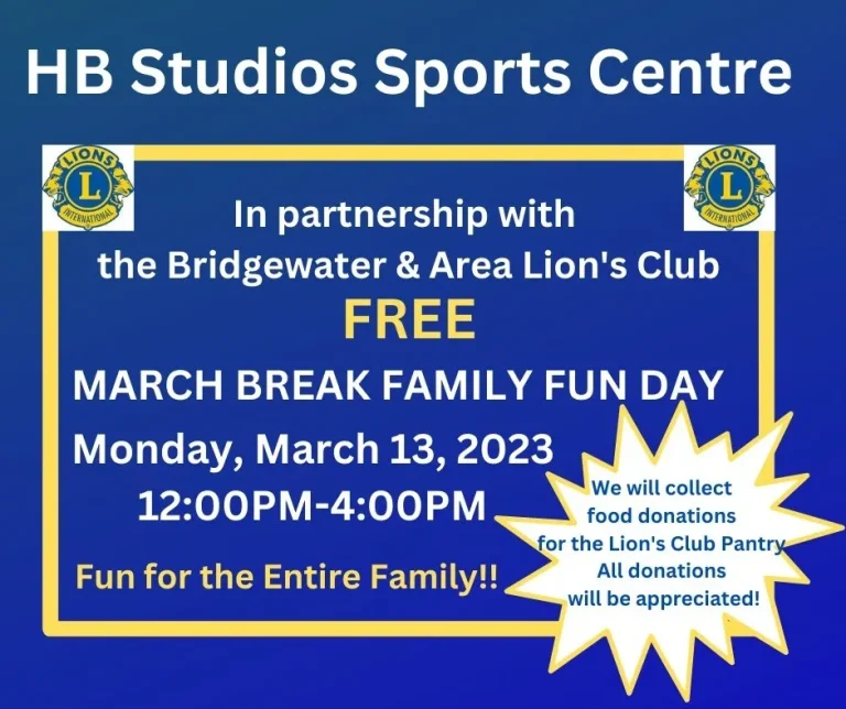 March 13 – Family Fun Day at HB Studios Sports Centre